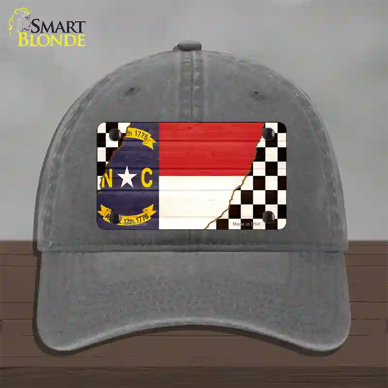North Carolina Racing Flag Novelty License Plate Hat Tag Unconstructed Cotton Charcoal