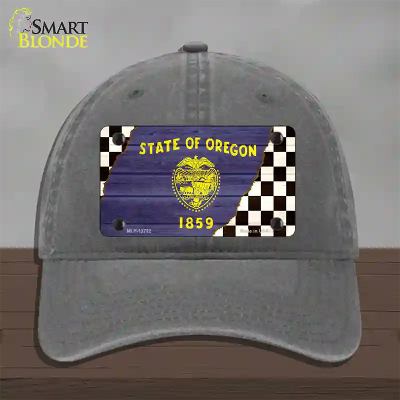 Oregon Racing Flag Novelty License Plate Hat Tag Unconstructed Cotton Charcoal