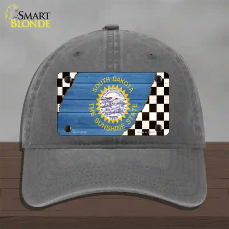 South Dakota Racing Flag Novelty License Plate Hat Tag Unconstructed Cotton / Charcoal