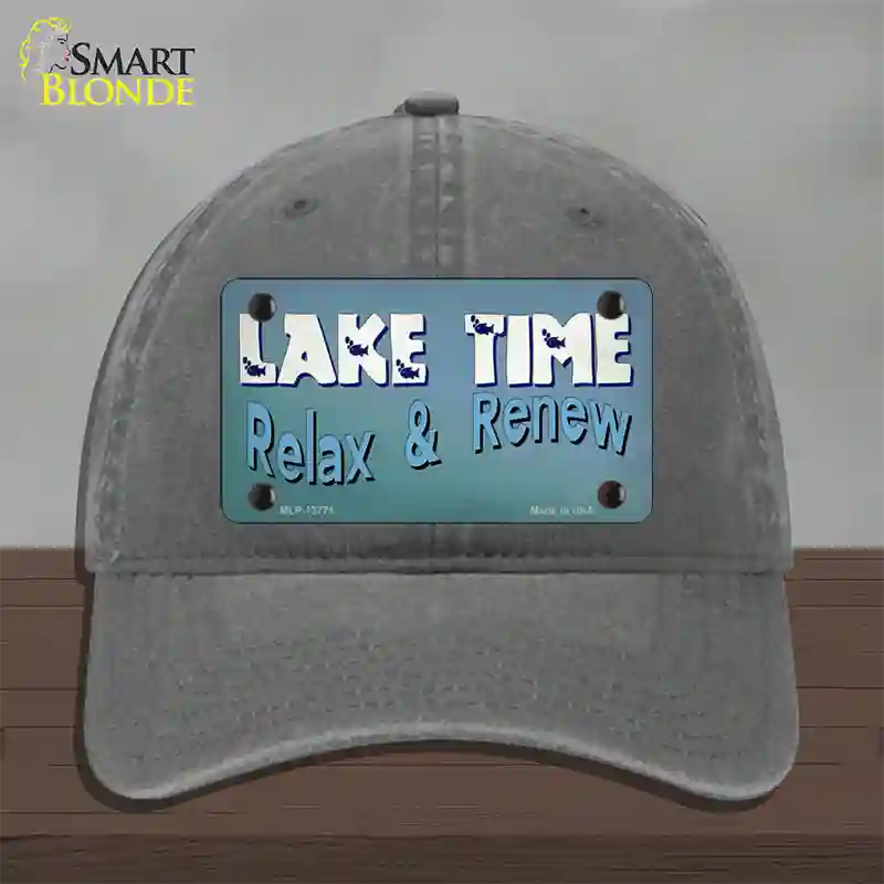 Lake Time Novelty License Plate Hat Tag Unconstructed Cotton Charcoal