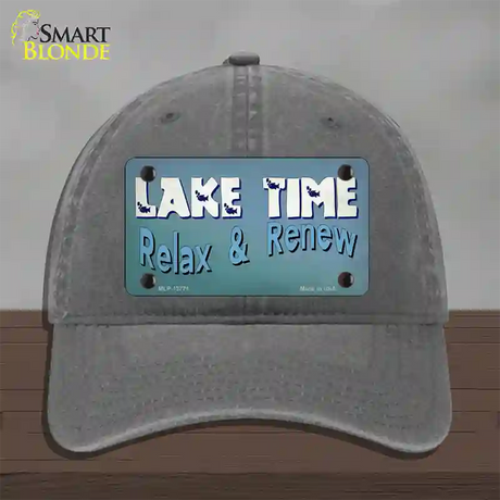 Lake Time Novelty License Plate Hat Tag Unconstructed Cotton Charcoal