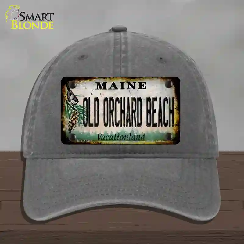 Old Orchard Beach Maine Rusty Novelty License Plate Hat Tag Unconstructed Cotton Charcoal