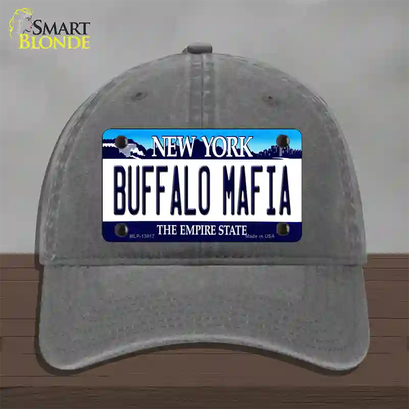 Buffalo Mafia New York Novelty License Plate Hat Tag Unconstructed Cotton Charcoal