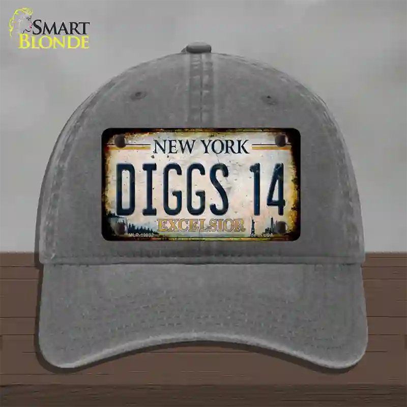 Diggs 14 Excelsior New York Rusty Novelty License Plate Hat Tag Unconstructed Cotton Charcoal