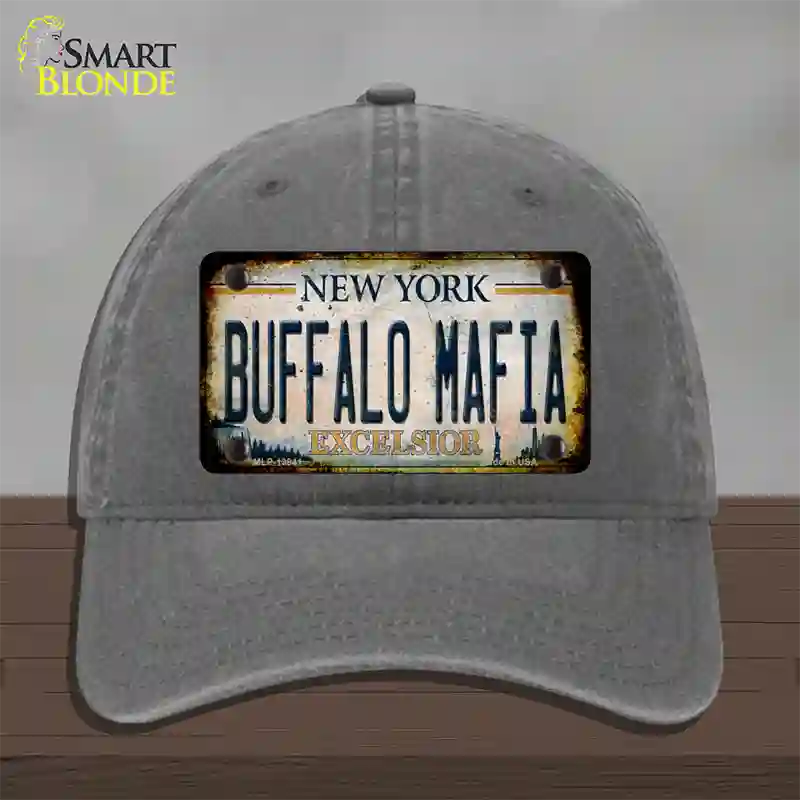Buffalo Mafia Excelsior New York Rusty Novelty License Plate Hat Tag Unconstructed Cotton Charcoal