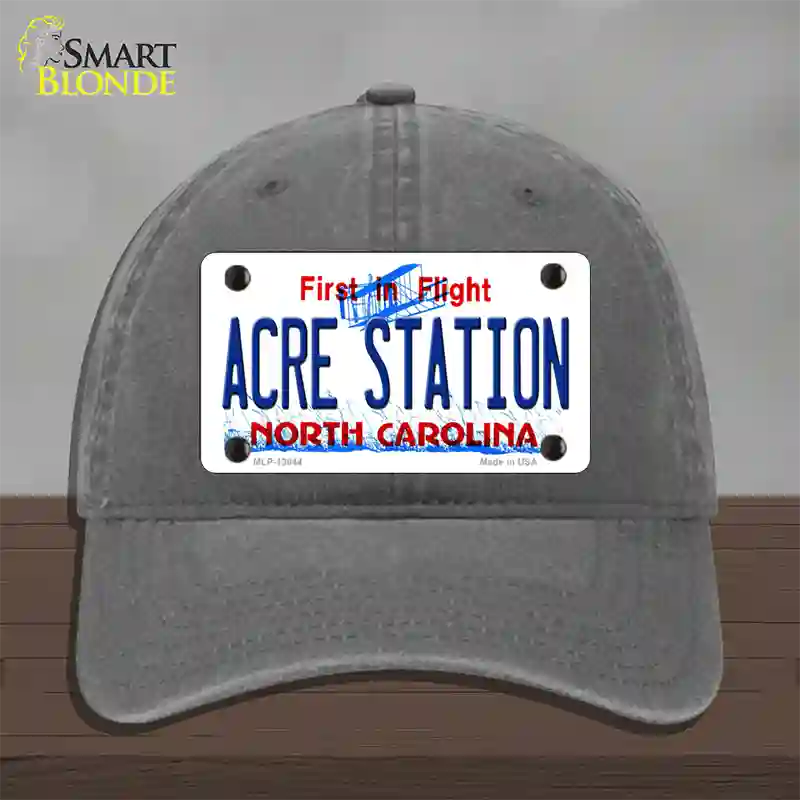 Acre Station North Carolina Novelty License Plate Hat Tag Unconstructed Cotton Charcoal