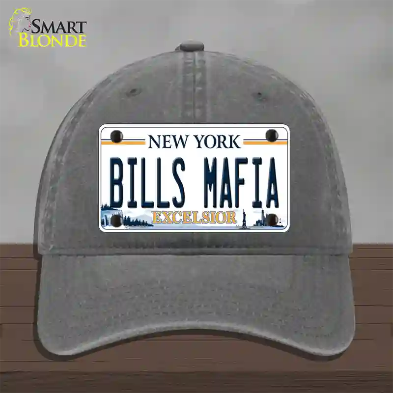Bills Mafia NY Excelsior Novelty License Plate Hat Tag Unconstructed Cotton Charcoal