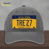 Tre 27 New York Yellow Novelty License Plate Hat Tag Unconstructed Cotton Charcoal