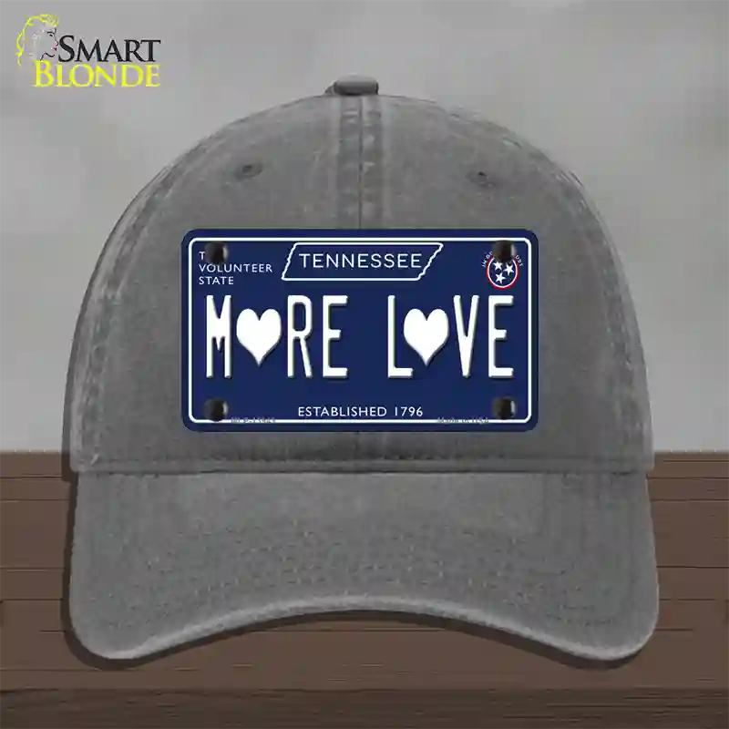 More Love Hearts Tennessee Blue Novelty License Plate Hat Tag Unconstructed Cotton Charcoal