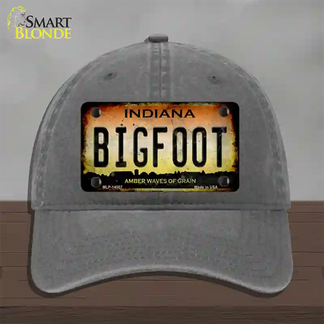 Bigfoot Indiana Novelty License Plate Hat Tag Unconstructed Cotton / Charcoal