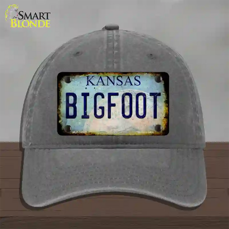 Bigfoot Kansas Novelty License Plate Hat Tag Unconstructed Cotton / Charcoal