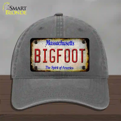 Bigfoot Massachusetts Novelty License Plate Hat Tag Unconstructed Cotton / Charcoal