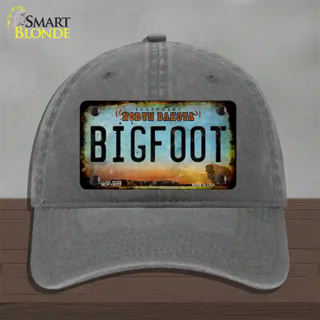 Bigfoot North Dakota Novelty License Plate Hat Tag Unconstructed Cotton / Charcoal