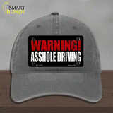 Warning Asshole Driving Novelty License Plate Hat Unconstructed Cotton / Charcoal