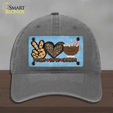 Peace Love Cocoa Novelty License Plate Hat Unconstructed Cotton / Charcoal