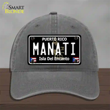 Manati Puerto Rico Black Novelty License Plate Hat Unconstructed Cotton / Charcoal