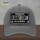 Cristorican Puerto Rico Black Novelty License Plate Hat Unconstructed Cotton / Charcoal