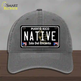 Native Puerto Rico Black Novelty License Plate Hat Unconstructed Cotton / Charcoal