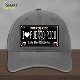 I Love Puerto Rico Black Novelty License Plate Hat Unconstructed Cotton / Charcoal