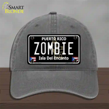 Zombie Puerto Rico Black Novelty License Plate Hat Unconstructed Cotton / Charcoal