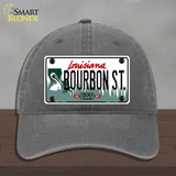 Bourbon St Louisiana Novelty License Plate Hat Unconstructed Cotton / Charcoal