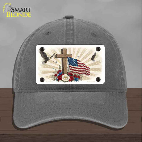 Eagle Flag and Cross Novelty License Plate Hat HAT-MLP-14510