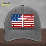 American Flag with Cross Novelty License Plate Hat HAT-MLP-14518