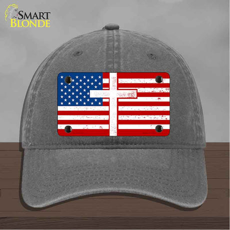 American Flag with Cross Novelty License Plate Hat HAT-MLP-14518