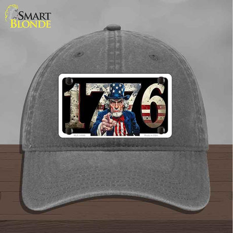 1776 Uncle Sam Novelty License Plate Hat HAT-MLP-14548 Unconstructed Cotton Charcoal