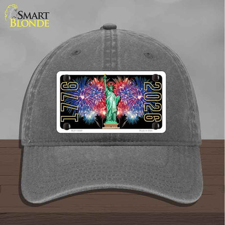 Lady Liberty Fireworks Novelty License Plate Hat HAT-MLP-14549 Unconstructed Cotton Charcoal