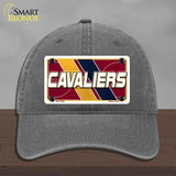Gray cap with Cavaliers license plate design on a wooden surface