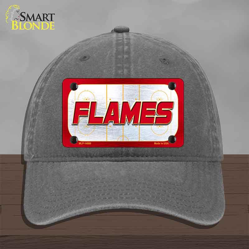 FLAMES Graphic Novelty License Plate Hat HAT-MLP-14660 Unconstructed Cotton Charcoal