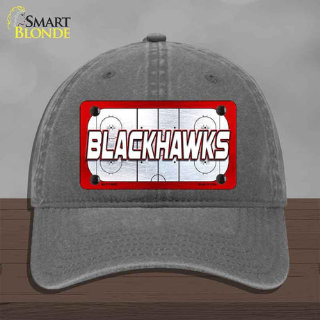 BLACKHAWKS Graphic Novelty License Plate Hat HAT-MLP-14662 Unconstructed Cotton Charcoal