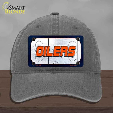 OILERS Graphic Novelty License Plate Hat HAT-MLP-14667 Unconstructed Cotton Charcoal