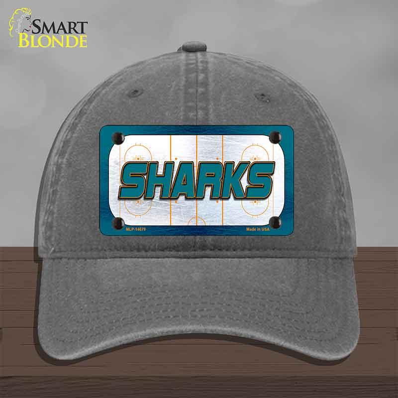 SHARKS Graphic Novelty License Plate Hat HAT-MLP-14679 Unconstructed Cotton Charcoal