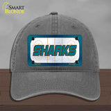 SHARKS Graphic Novelty License Plate Hat HAT-MLP-14679 Unconstructed Cotton Charcoal