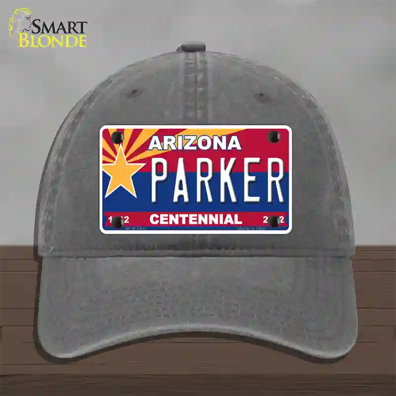 Arizona Centennial Parker Novelty License Plate Hat Unconstructed Cotton / Charcoal