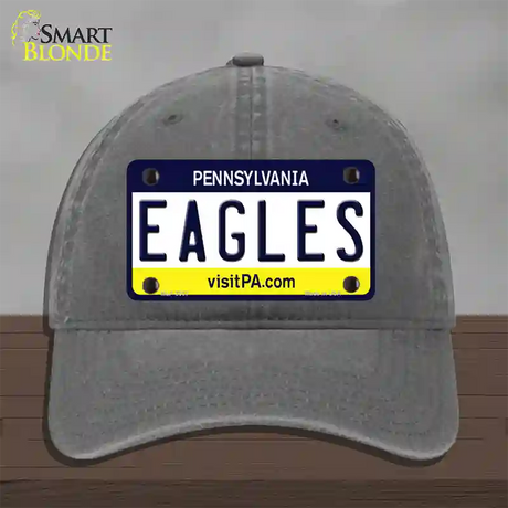 Eagles Pennsylvania State Novelty License Plate Hat Unconstructed Cotton / Charcoal