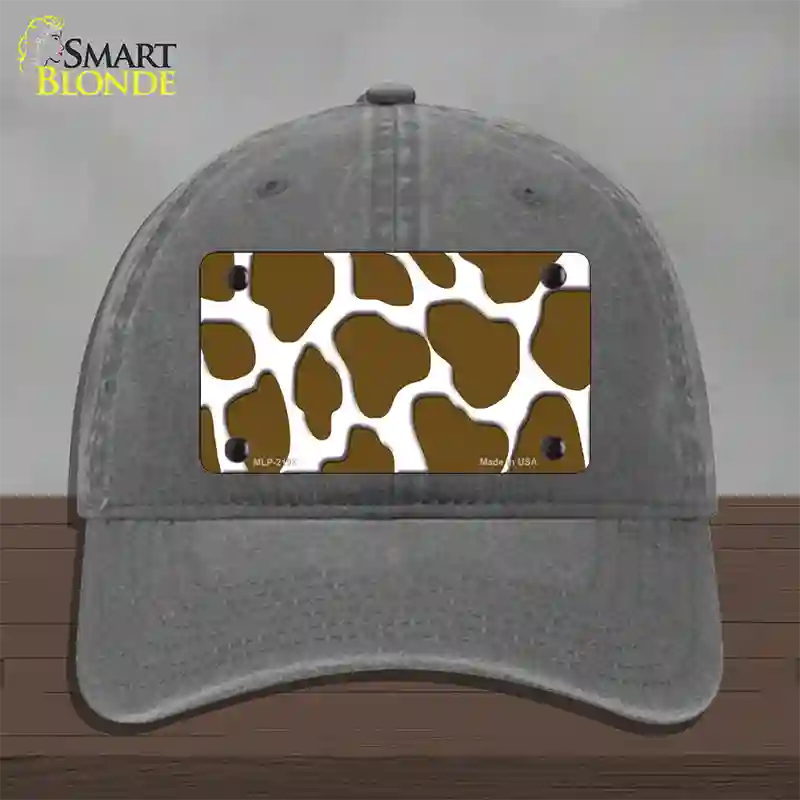 Brown White Giraffe Novelty License Plate Hat Unconstructed Cotton / Charcoal