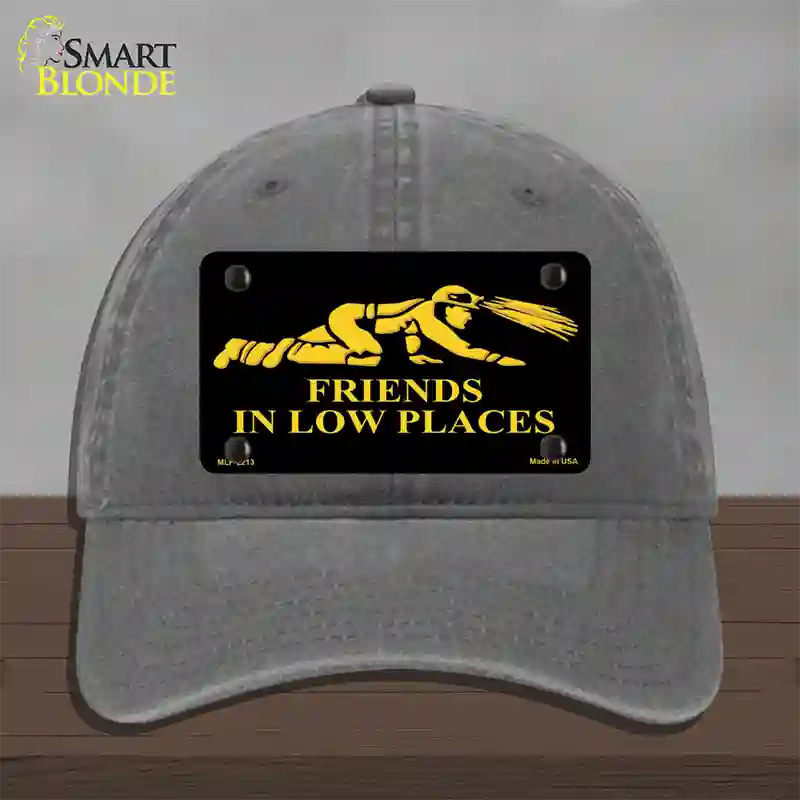 Miners Friends In Low Places Novelty License Plate Hat Unconstructed Cotton / Charcoal