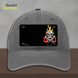 Gear Head Skull Offset Novelty License Plate Hat Unconstructed Cotton / Charcoal