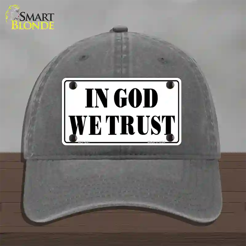 In God We Trust Novelty License Plate Hat Unconstructed Cotton / Charcoal