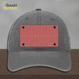 Red White Chevron Novelty License Plate Hat Unconstructed Cotton / Charcoal