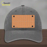 Orange White Chevron Novelty License Plate Hat Unconstructed Cotton / Charcoal