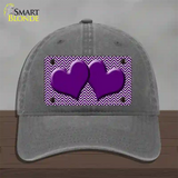 Purple White Chevron Purple Center Hearts Novelty License Plate Hat Unconstructed Cotton / Charcoal