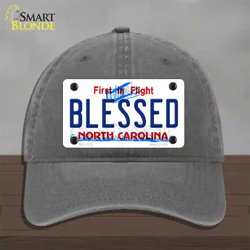 Blessed North Carolina Novelty License Plate Hat Unconstructed Cotton / Charcoal