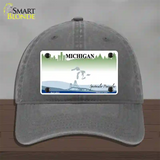 Michigan Peninsulas State Blank Novelty License Plate Hat Unconstructed Cotton / Charcoal
