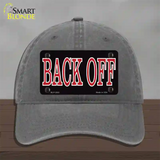 Back Off Black Novelty License Plate Hat Unconstructed Cotton / Charcoal
