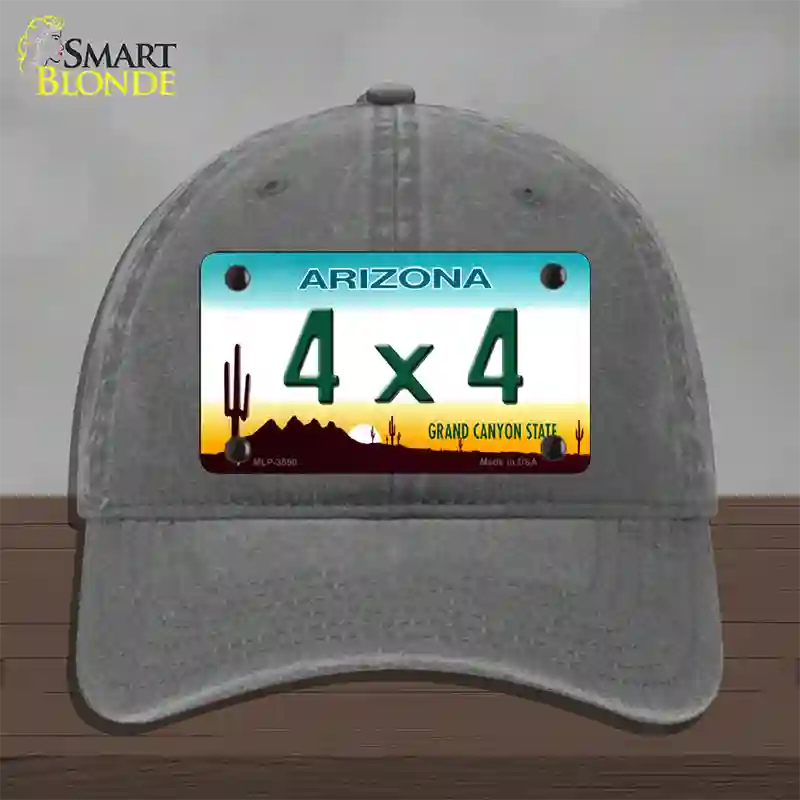 4X4 Arizona Novelty License Plate Hat Unconstructed Cotton / Charcoal