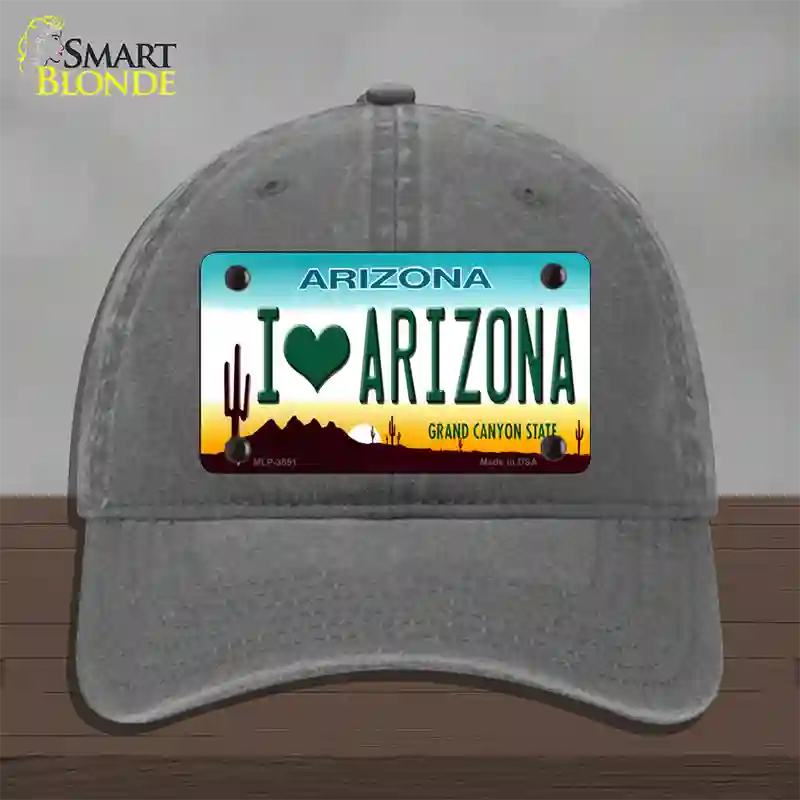 I Love Arizona Novelty License Plate Hat Unconstructed Cotton / Charcoal